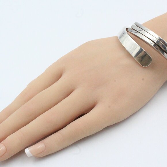 VINTAGE JRZ HALLMARKED TAXCO MEXICO STERLING 925 MODERNIST CLAMP 80G BRACELET - Picture 9 of 9